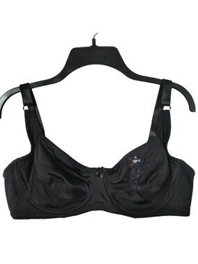 38D Delta Burke Black Bra Sequin Underwire Soft Cup EUC